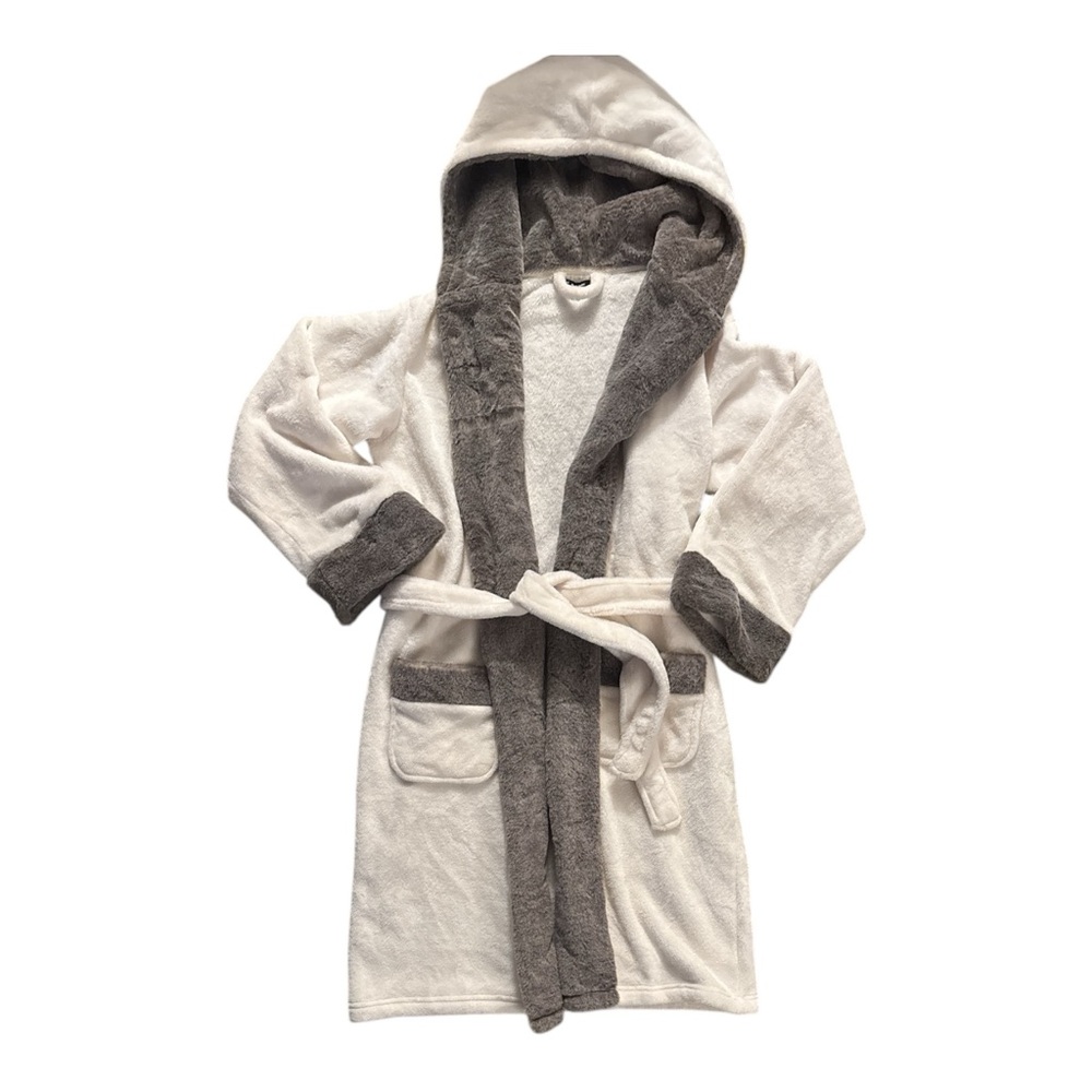 Member’s Mark Women’s Plush Comfy Robe w/ Belt, White/Grey, Size S/M